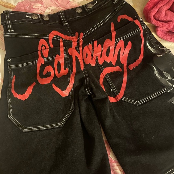 Ed Hardy Black and Red jorts - Picture 5 of 6
